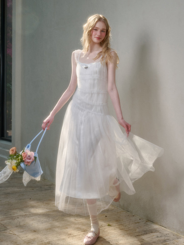 100% Soft Fluffy Tulle Long Dress - CHINASQUAD