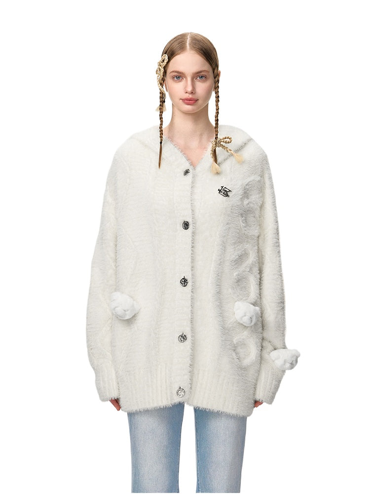 Fuzzy Weave Knit Cardigan - CHINASQUAD