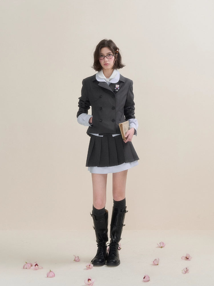 Stylish Academy Double-Breasted Blazer - CHINASQUAD