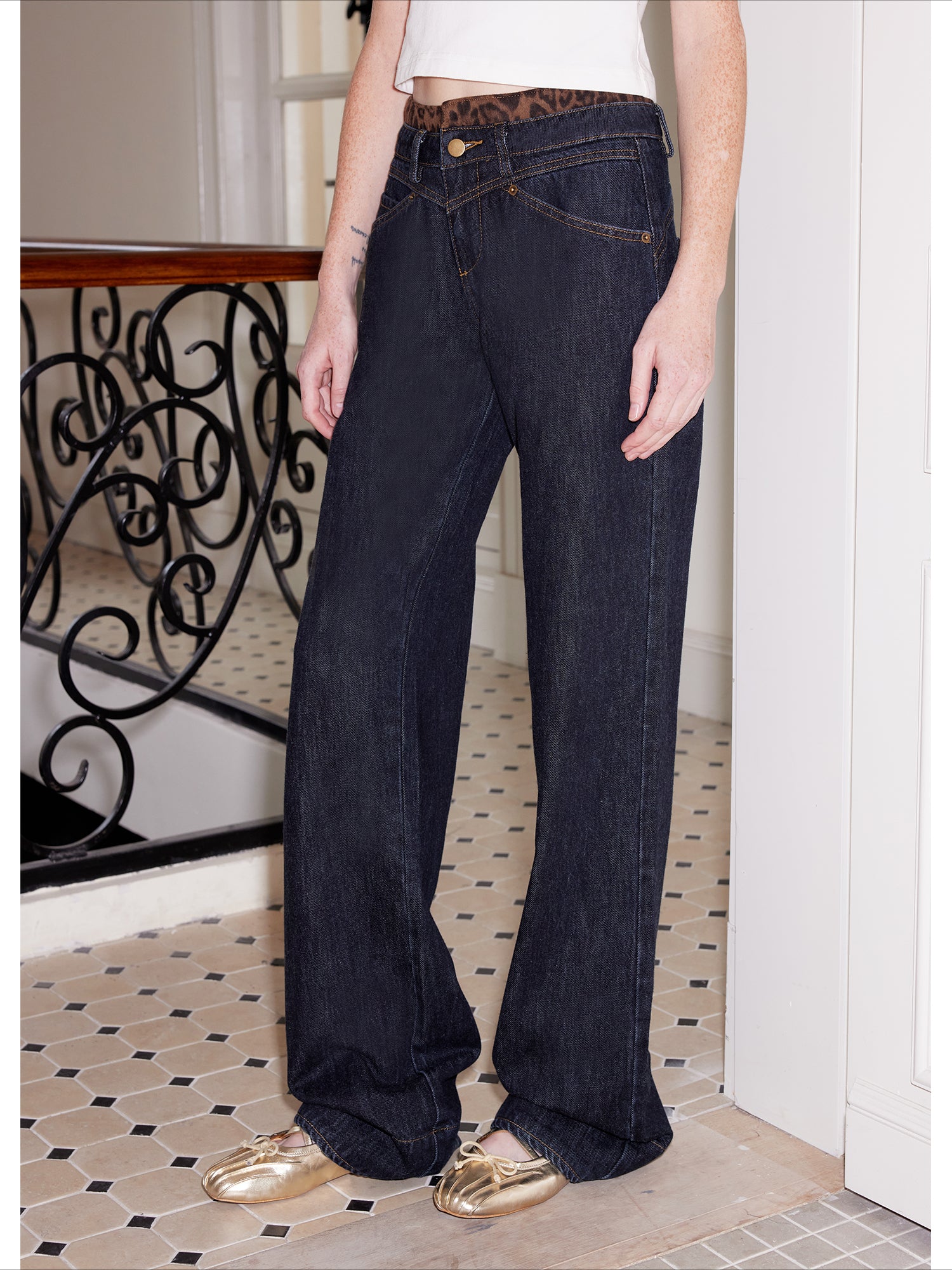 Leopard & Plaid Patchwork Denim Jeans - CHINASQUAD