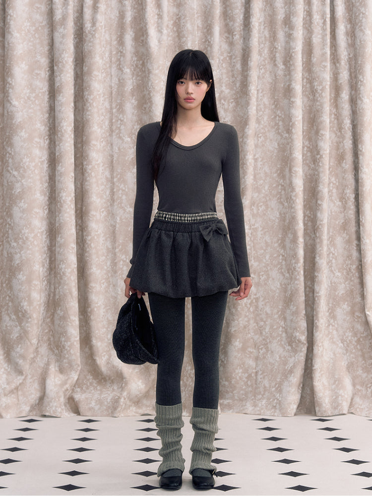 Double Waistband Bow-knot Peplum Skirt - CHINASQUAD