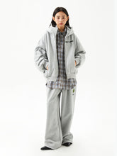 Gray Printed Hoodie Loose Thick Jacket - CHINASQUAD