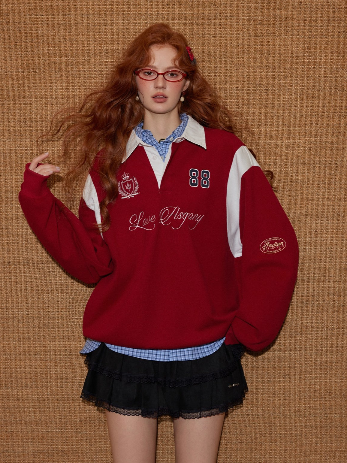 Embroidered Drawstring Rugby Polo Sweatshirt - CHINASQUAD