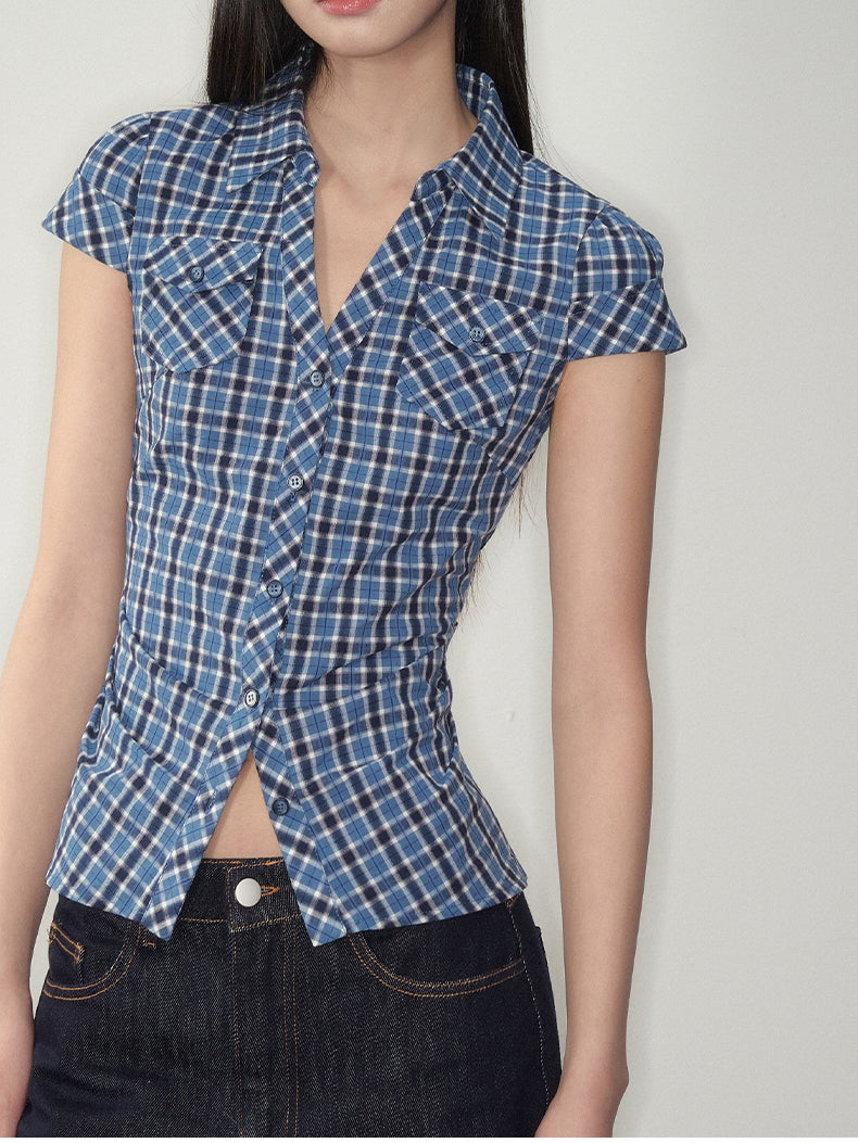 Blue & Pink Fitted Pocket Shirt - CHINASQUAD