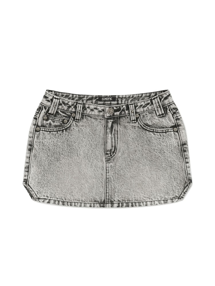 Classic Cross Angled Denim Skirt - CHINASQUAD