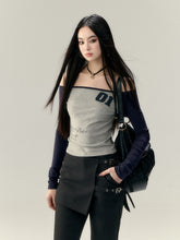 Letter Print Off-Shoulder Slim Fit T-shirt - CHINASQUAD