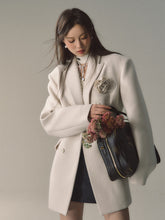 Black & Apricot Double-breasted Wool Blazer - CHINASQUAD