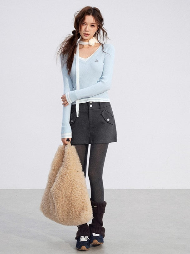 Slim-Fit Soft-Touch Knit Blouse