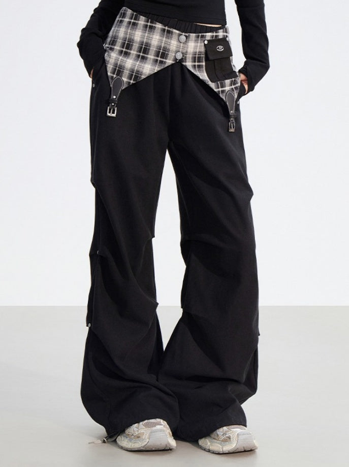 Detachable Plaid Utility Cotton Pants - CHINASQUAD