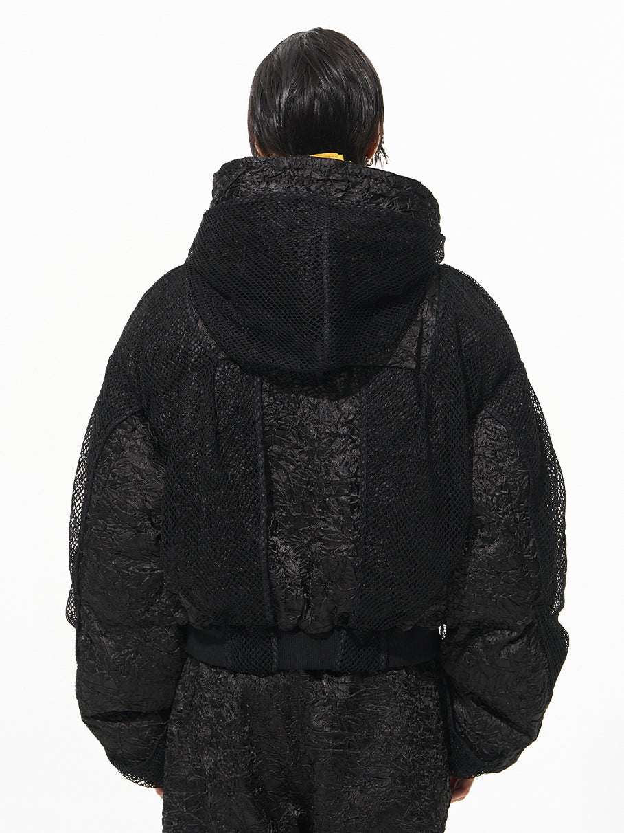 Black Hooded Patchwork Pilot Jacket - CHINASQUAD