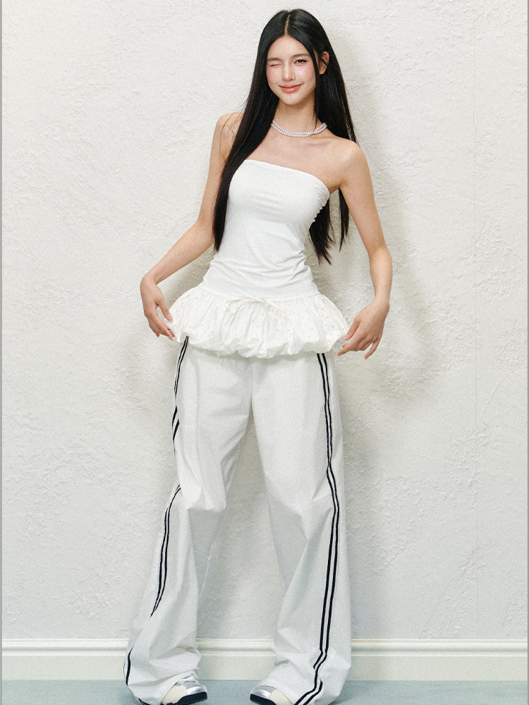 White Strapless Top with Spliced Tank - CHINASQUAD