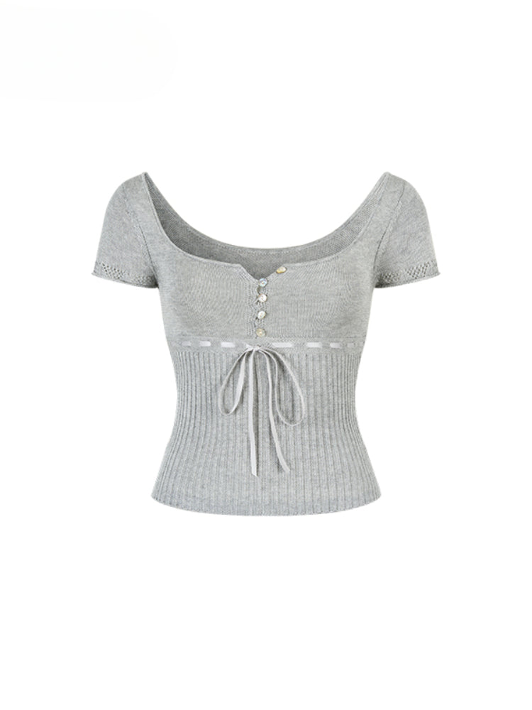Bowknot Lyocell Knit T-shirt - CHINASQUAD