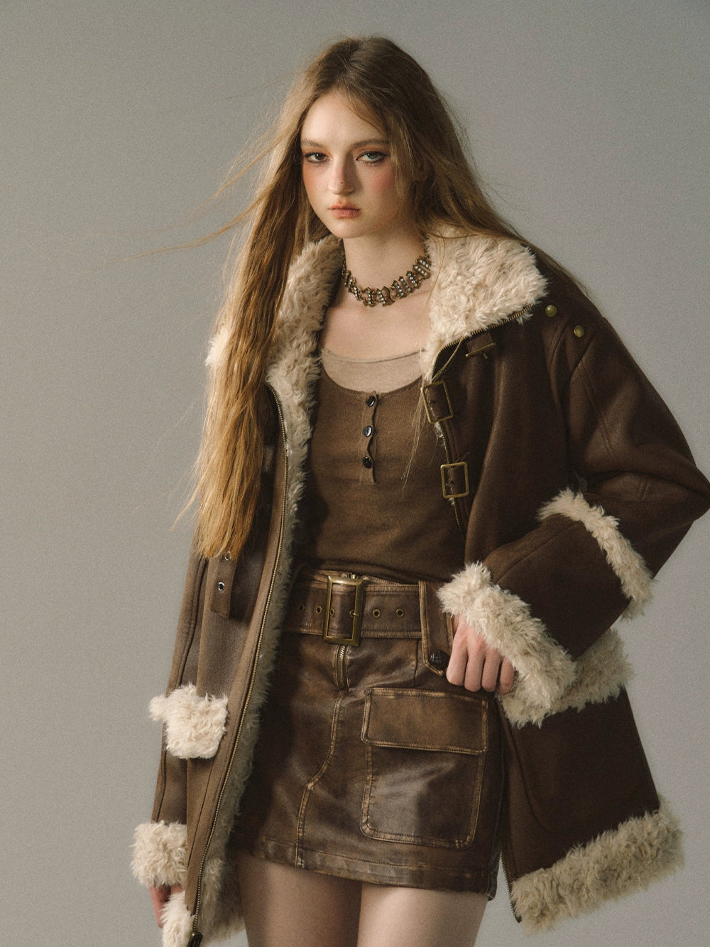 Brown Reversible Suede Jacket - CHINASQUAD