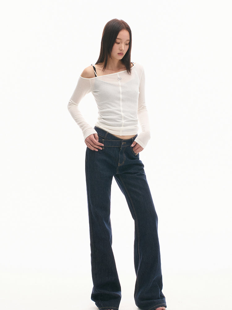 Asymmetric Slim-Fit Lightweight Wool Long-Sleeve T-Shirt - CHINASQUAD