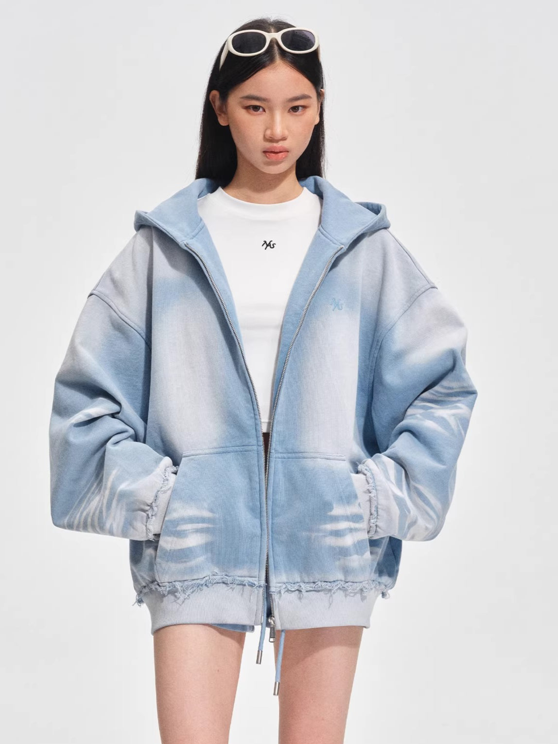 Vintage-Washed Oversized Hooded Sweatshirt