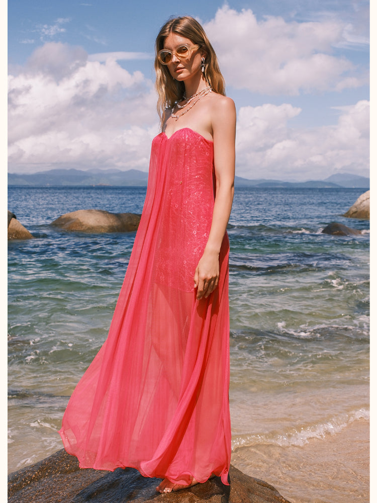 Thea Netting Skirt Lace Backless Dress - CHINASQUAD