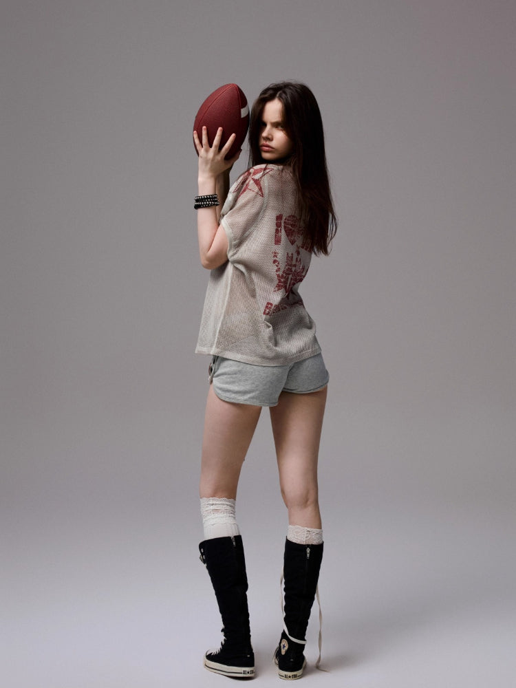 Contrast Logo Vintage Printed Rugby Jersey Shirt