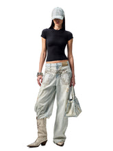 Distressed Printed Denim Tote Bag - CHINASQUAD