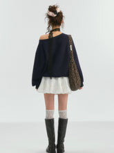Lace Trim Off-Shoulder Sweatshirt - CHINASQUAD