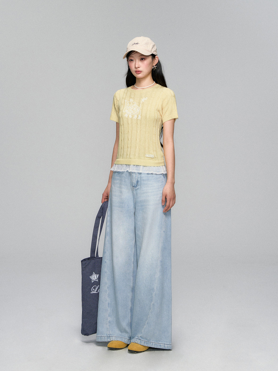 Dog Embroidered Cable Knit T-shirt - CHINASQUAD