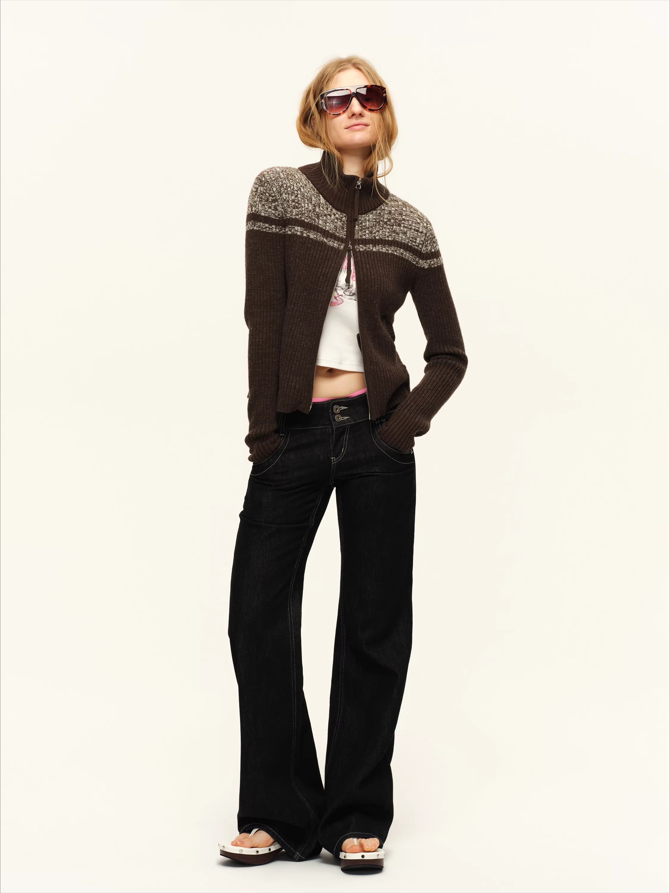 Denim Ultra-Low Rise Straight Jeans