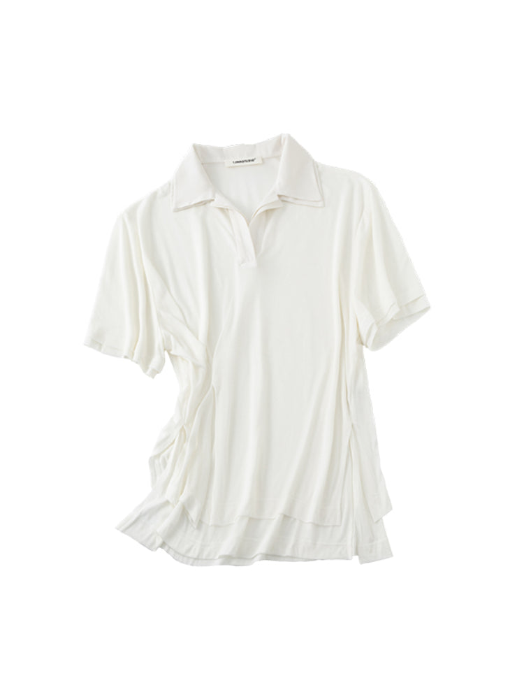 Oversized Fake Two-piece Polo Shirt - CHINASQUAD