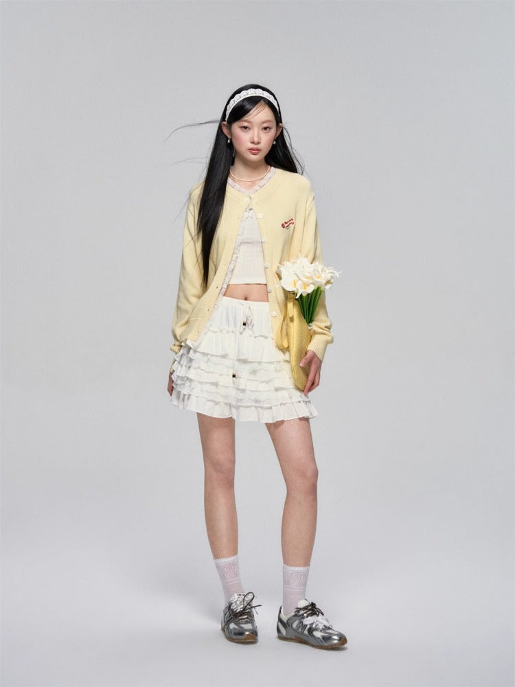 Layered Lace Pearl Trim Ballet Skirt - CHINASQUAD