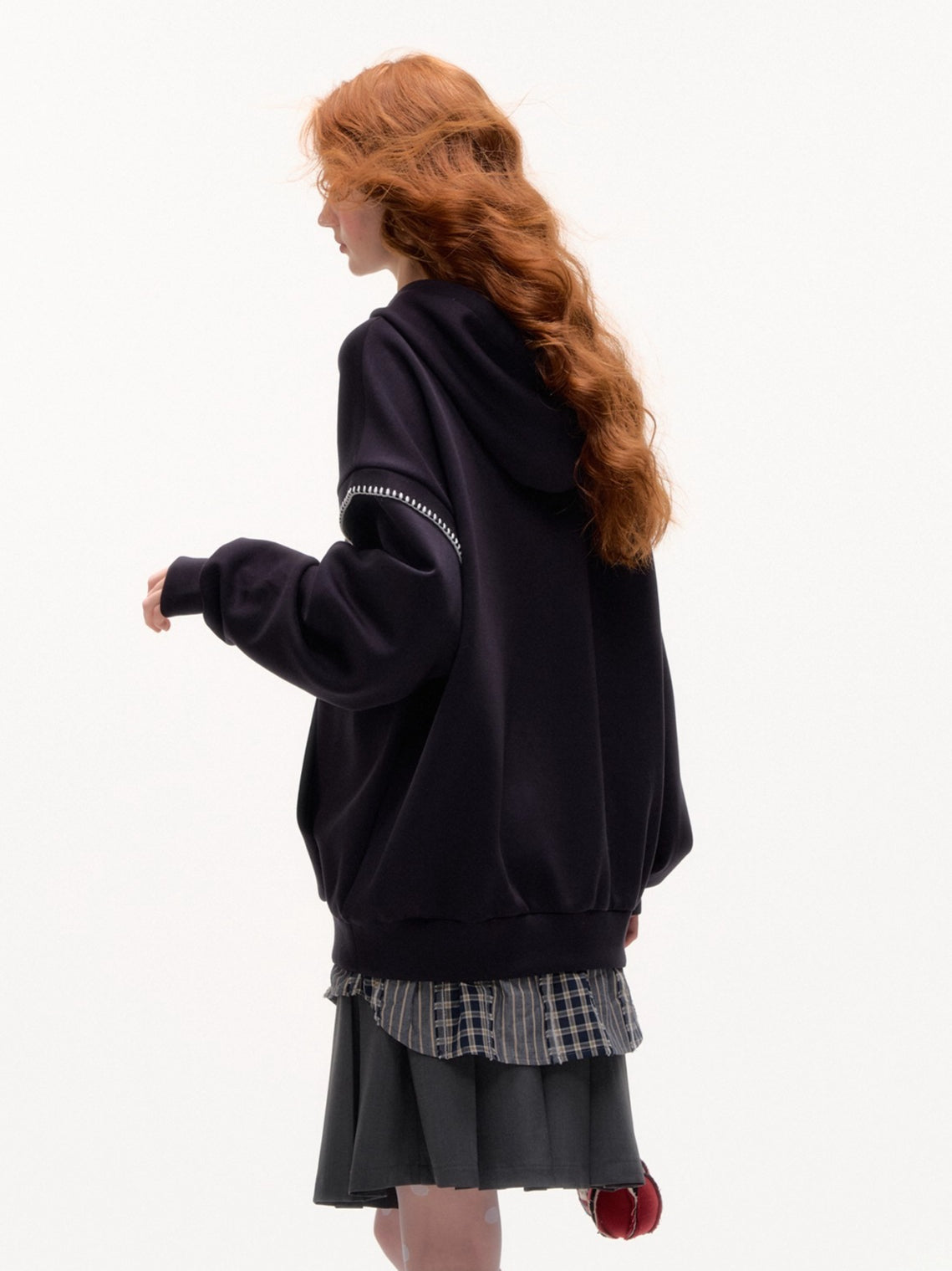 Fake Two-piece Apple Appliqué Layered Hoodie - CHINASQUAD