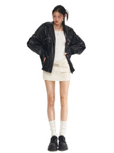 Black & White Vintage Silhouette Collar Moto Jacket - CHINASQUAD