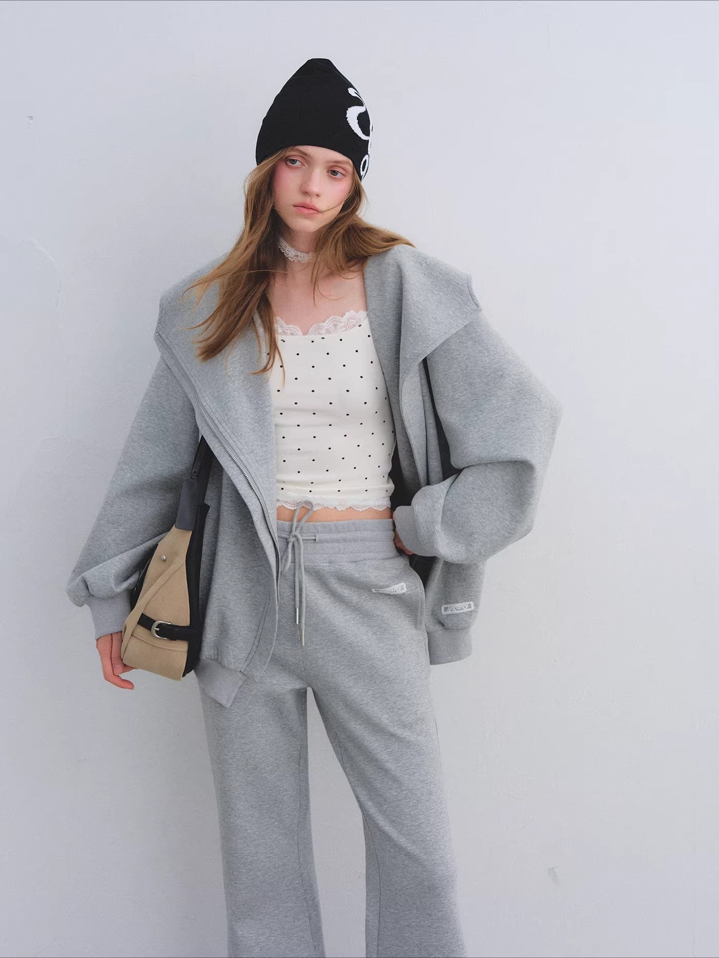 Lace Panel Polka Dot Cami Top