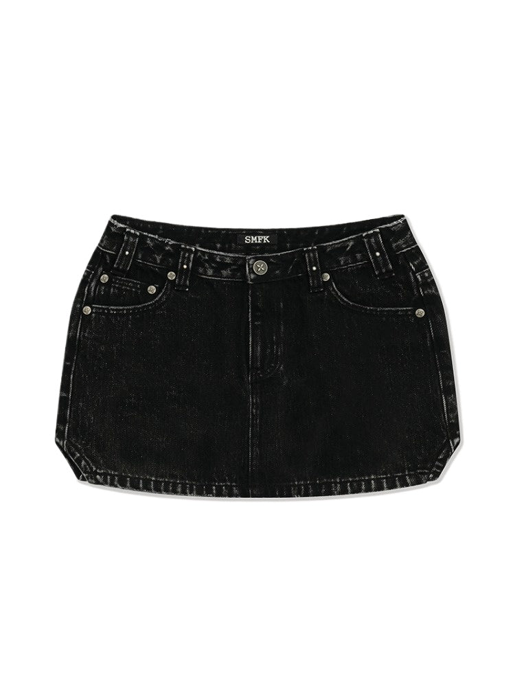 Classic Cross Angled Denim Skirt - CHINASQUAD
