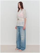 Light Blue Ripped Low-Rise Jeans - CHINASQUAD