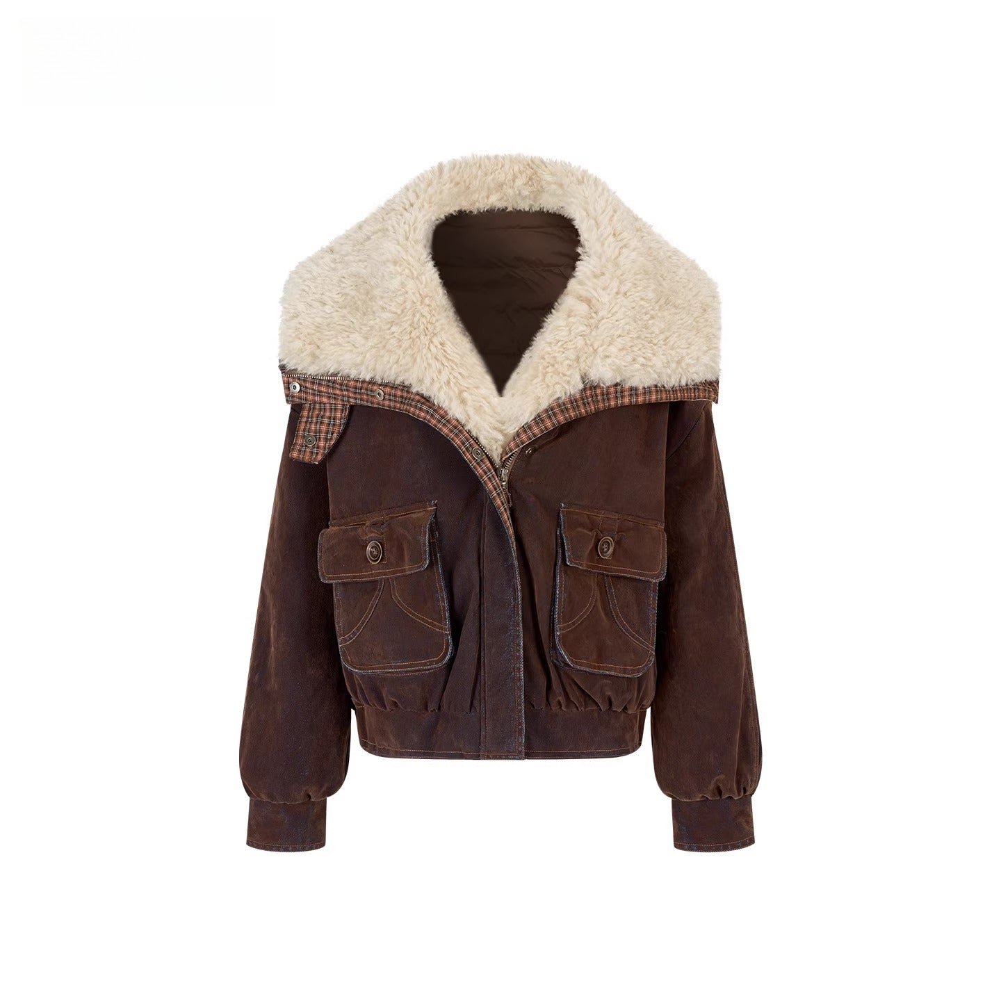 Velvet Fusion Oversized Faux Fur Down Jacket