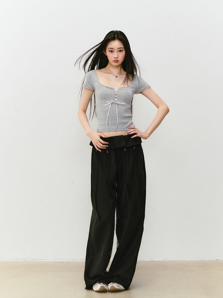 Bowknot Lyocell Knit T-shirt - CHINASQUAD