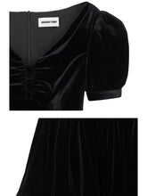 Ruched Puff-Sleeve V-Neck Mini Dress - CHINASQUAD