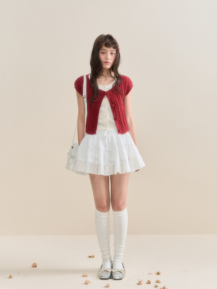 Pure White Lace A-line Tulle Skirt - CHINASQUAD