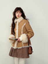 Khaki & Pink Shearling Coat - CHINASQUAD