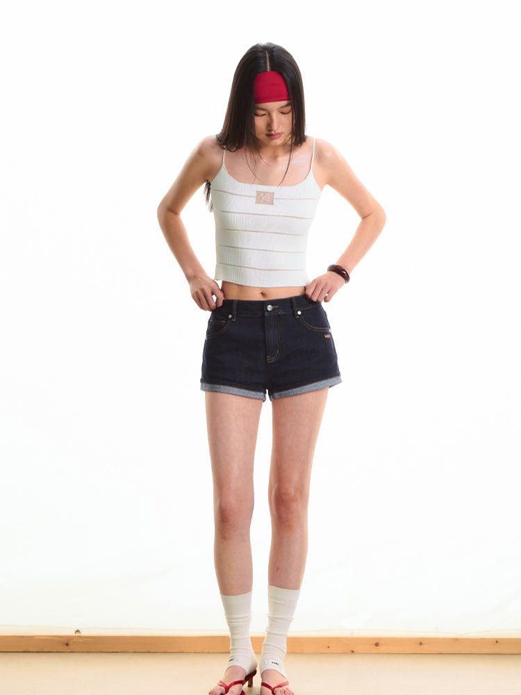Low Waist Stretch Denim Shorts - CHINASQUAD