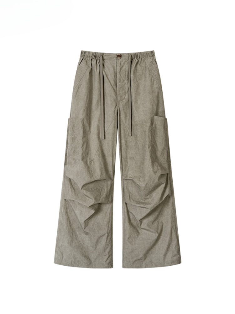 Gray 3D Pockets Wide-leg Pants - CHINASQUAD