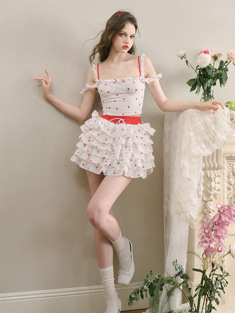 White Tomato Print Cami Top - CHINASQUAD