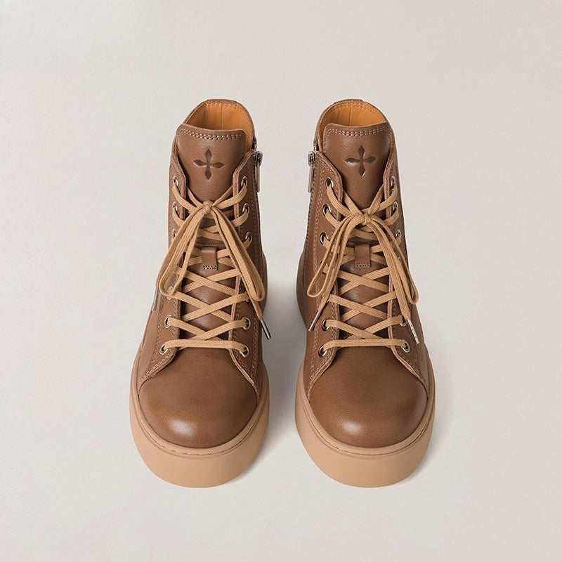 Compass Heritage Retro Leather High-Top Sneakers - CHINASQUAD