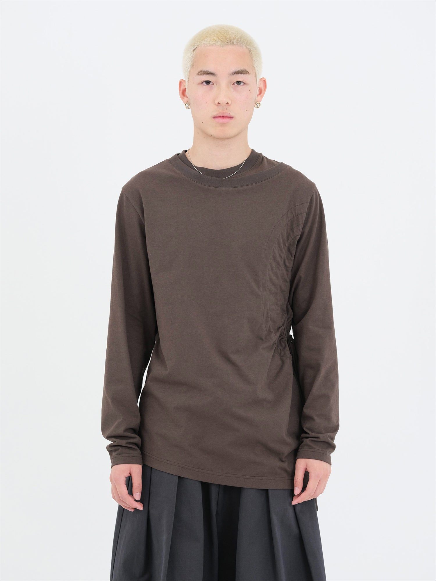 Ochre & Light Brown Drawstring Long-Sleeve T-Shirt - CHINASQUAD