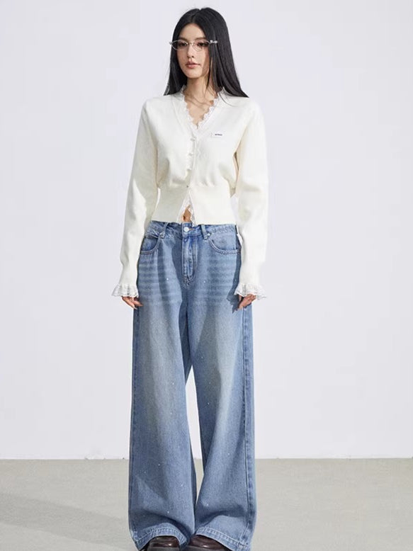 Lace Panel Knit Cardigan