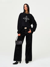 Black Print Loose-Fit Pullover Sweatshirt - CHINASQUAD