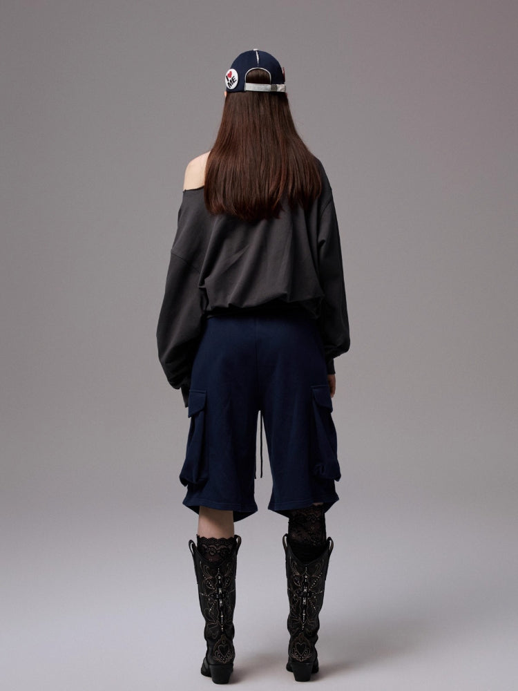 Off Shoulder Letter Print Sweatshirt