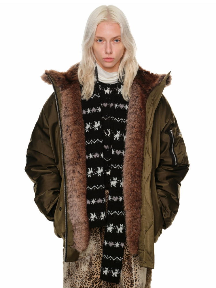 Gradient Patchwork Down-Filled Aviator Jacket - CHINASQUAD