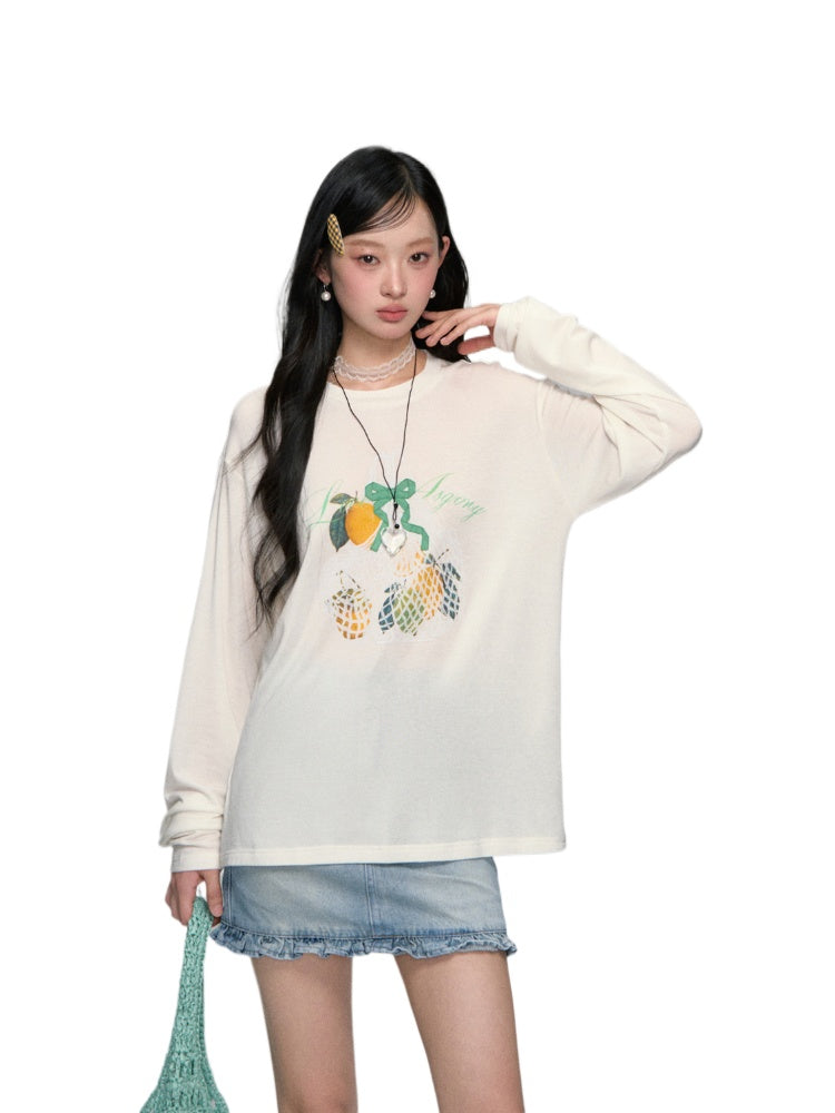 Three-Dimensional Bow Fruit-Print Sunscreen Cover-Up - CHINASQUAD