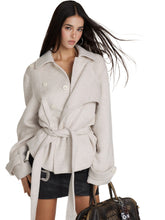 Faux Two-Piece Belted Layered Coat - CHINASQUAD