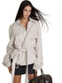 Faux Two-Piece Belted Layered Coat - CHINASQUAD