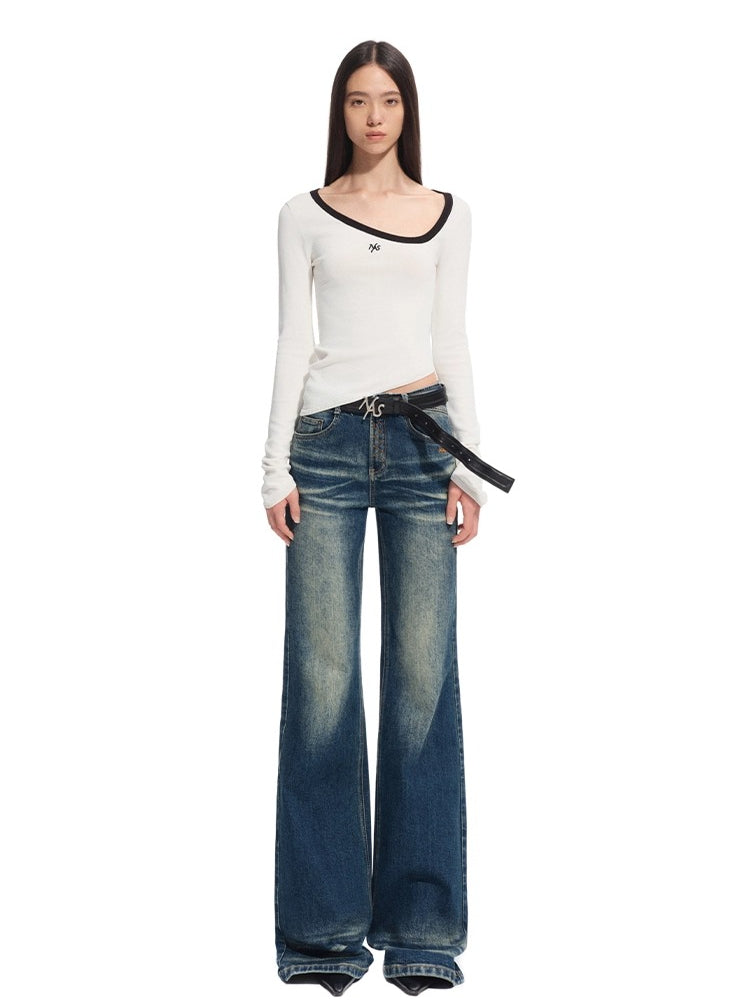 Natural Waist Fitted Straight Jeans - CHINASQUAD
